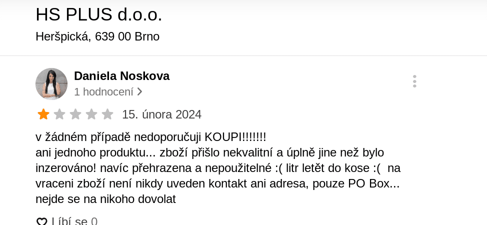 HS plus d. o. o. zkušenosti